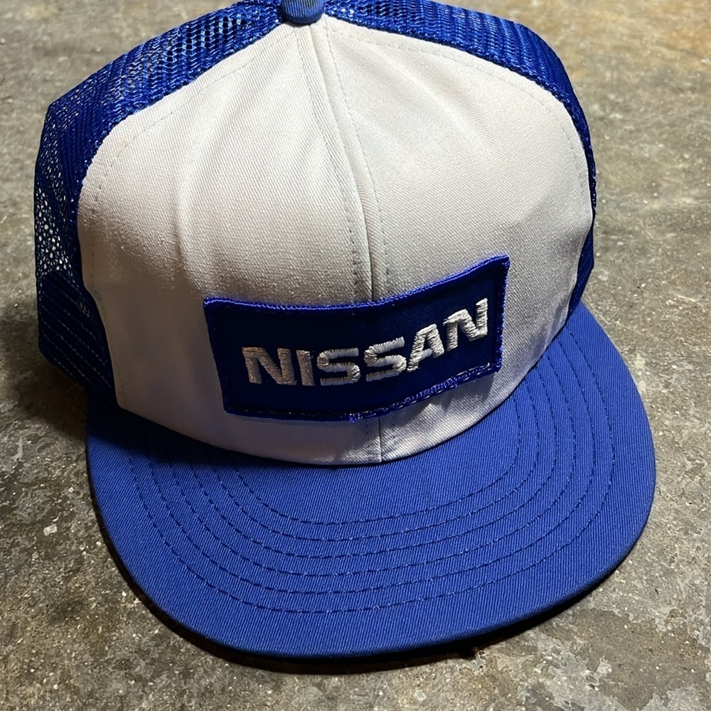 Vintage Blue and White Logo Trucker Hat